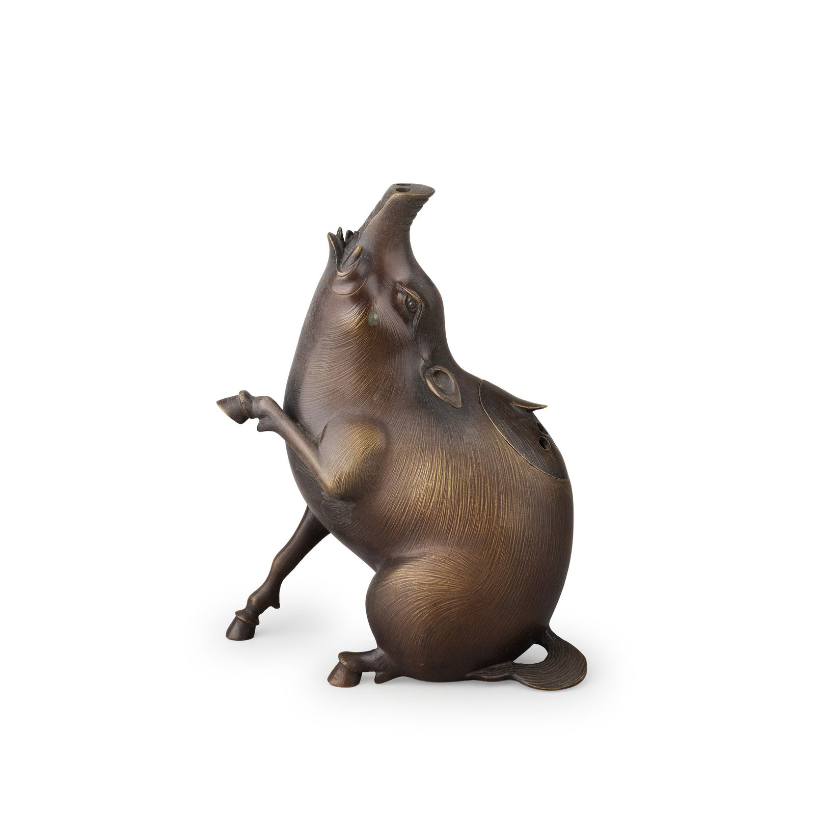 Boar-Form Bronze Incense Burner (1 of 9)