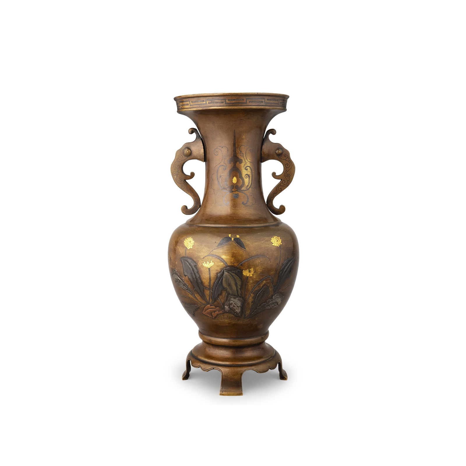 Bronze Vase with Gold and Silver Inlay (1 of 10)