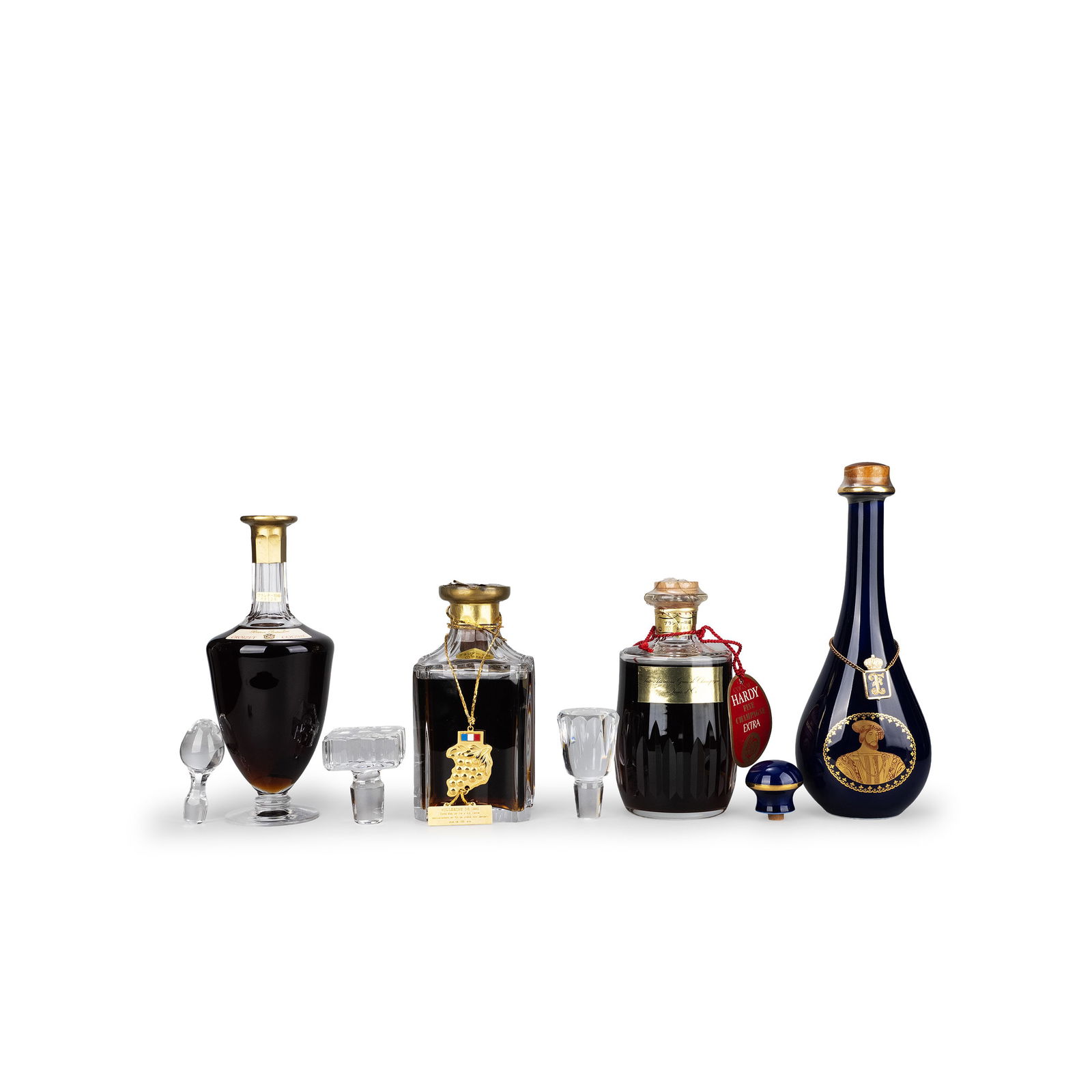 Four Bottles of Cognac Brandy: Dimensions vary