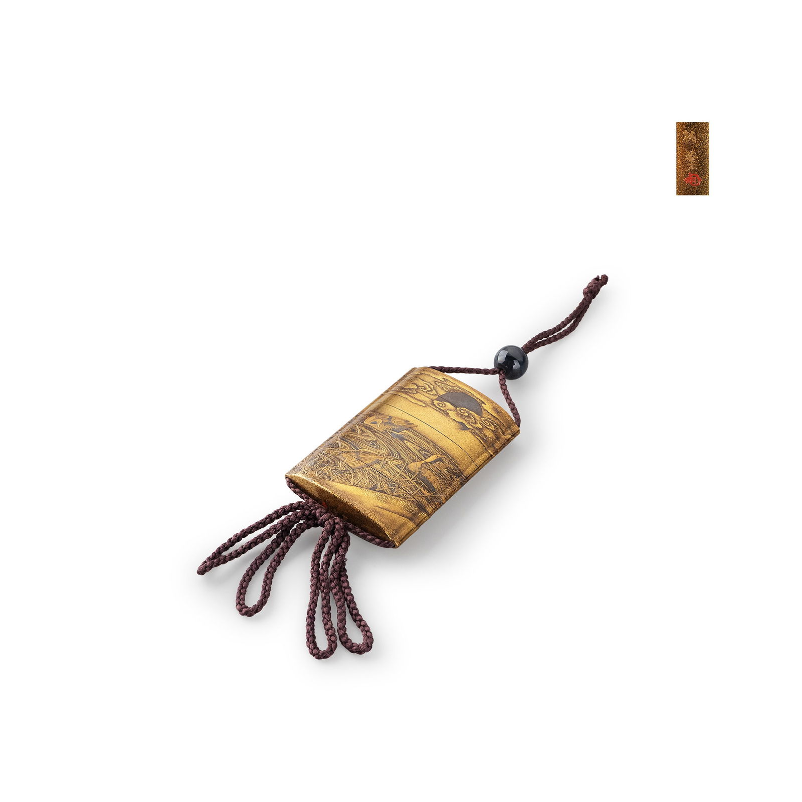 Maki-e Inro by Iizuka T?ha: Iizuka T?y? was a maki-e artist who served the Hachisuka family, the lords of the Tokushima Domain, and was active in Edo during the mid-Edo period. This inr? is of a multi-compartment construction an