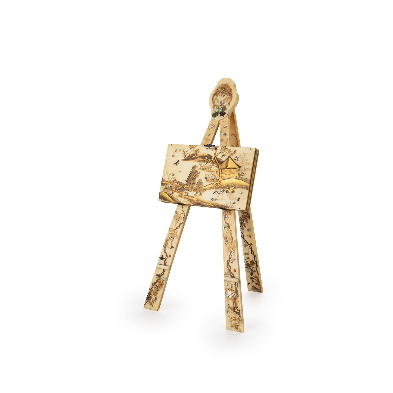 Shibayama Photo Frame with Gold Maki-e Inlay: Height: 29.1cm Wide: 14.6cm [Export outside of Japan is prohibited]