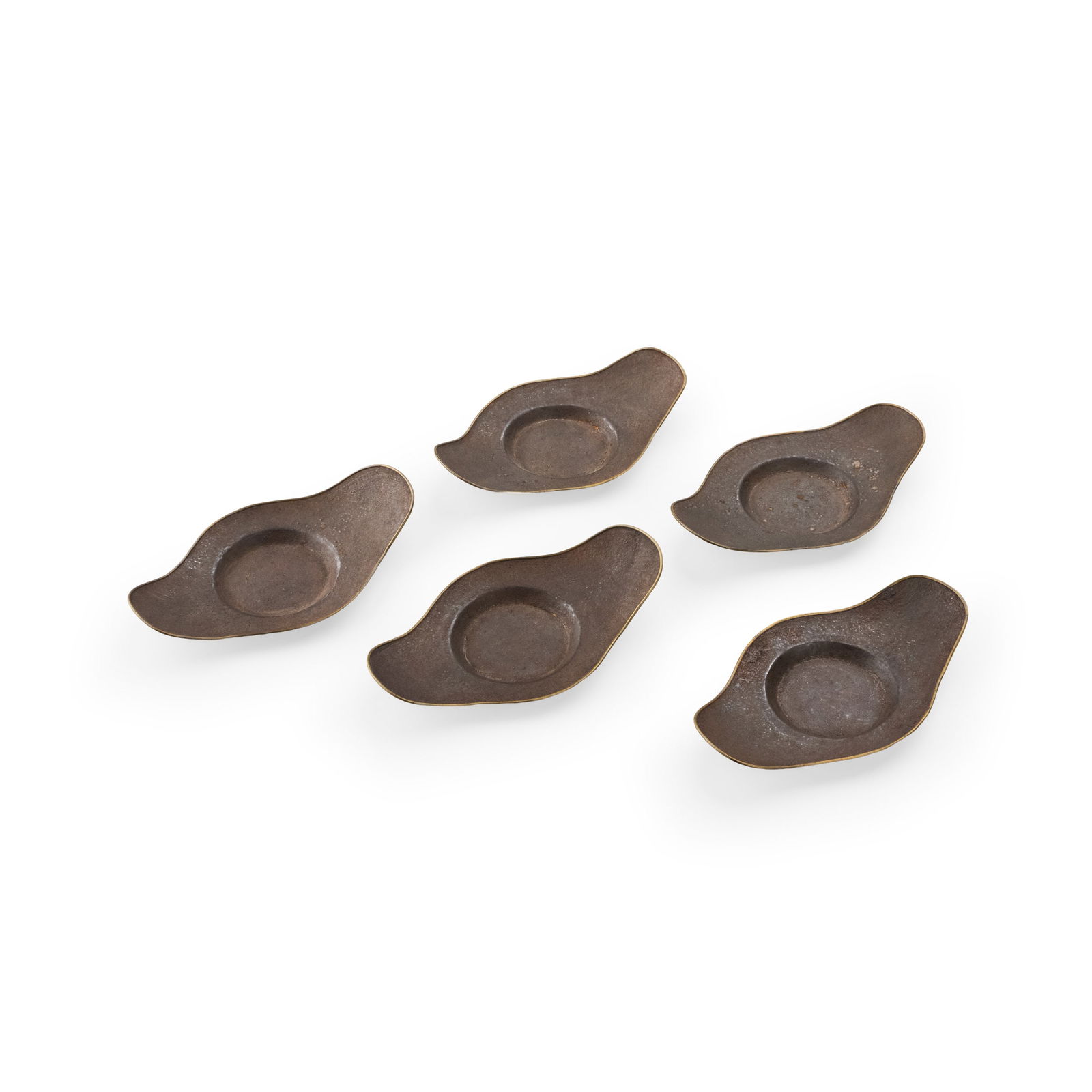 Set of 5 Tea Saucer Tetsu-Uchi Iron: Height: 1.7cm Length: 10.7cm Wide: 6.4cm