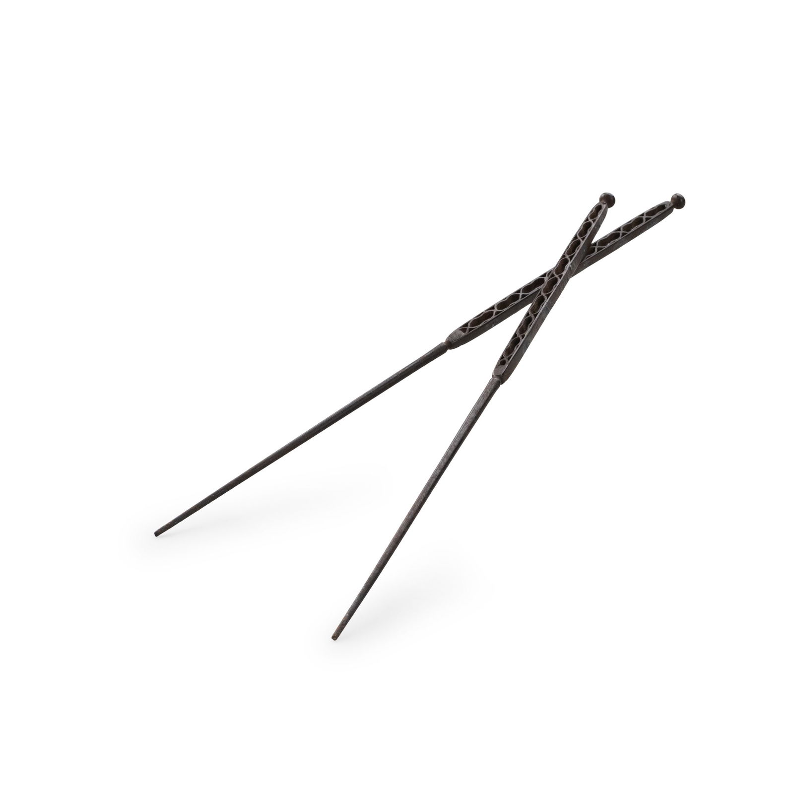 Silver-Inlaid Iron Openwork Sencha Fire Tongs: Length: 18.6cm