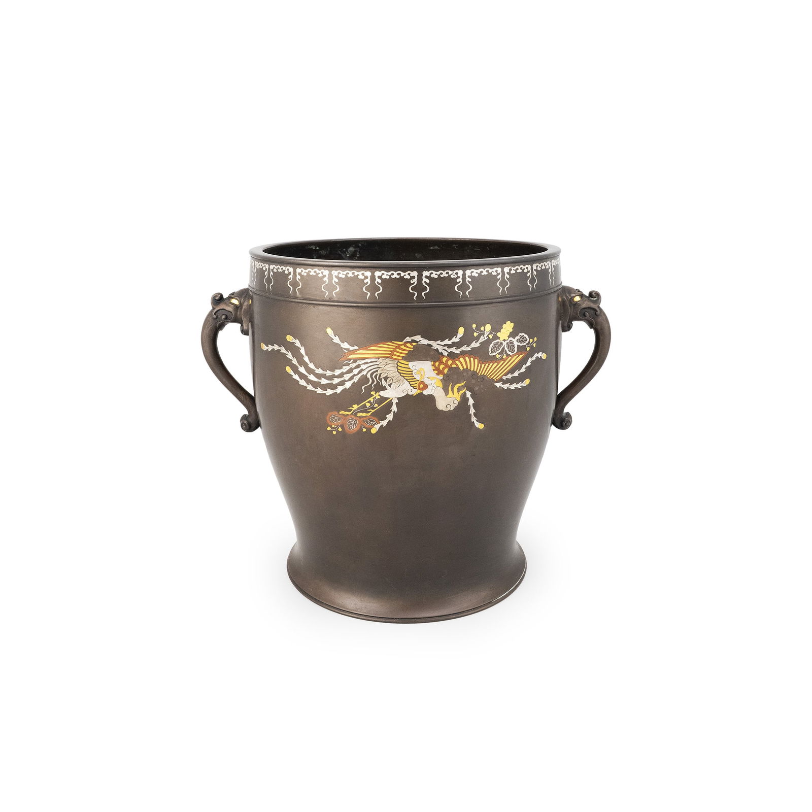 Bronze Hibachi with Gold and Silver Inlay (1 of 9)