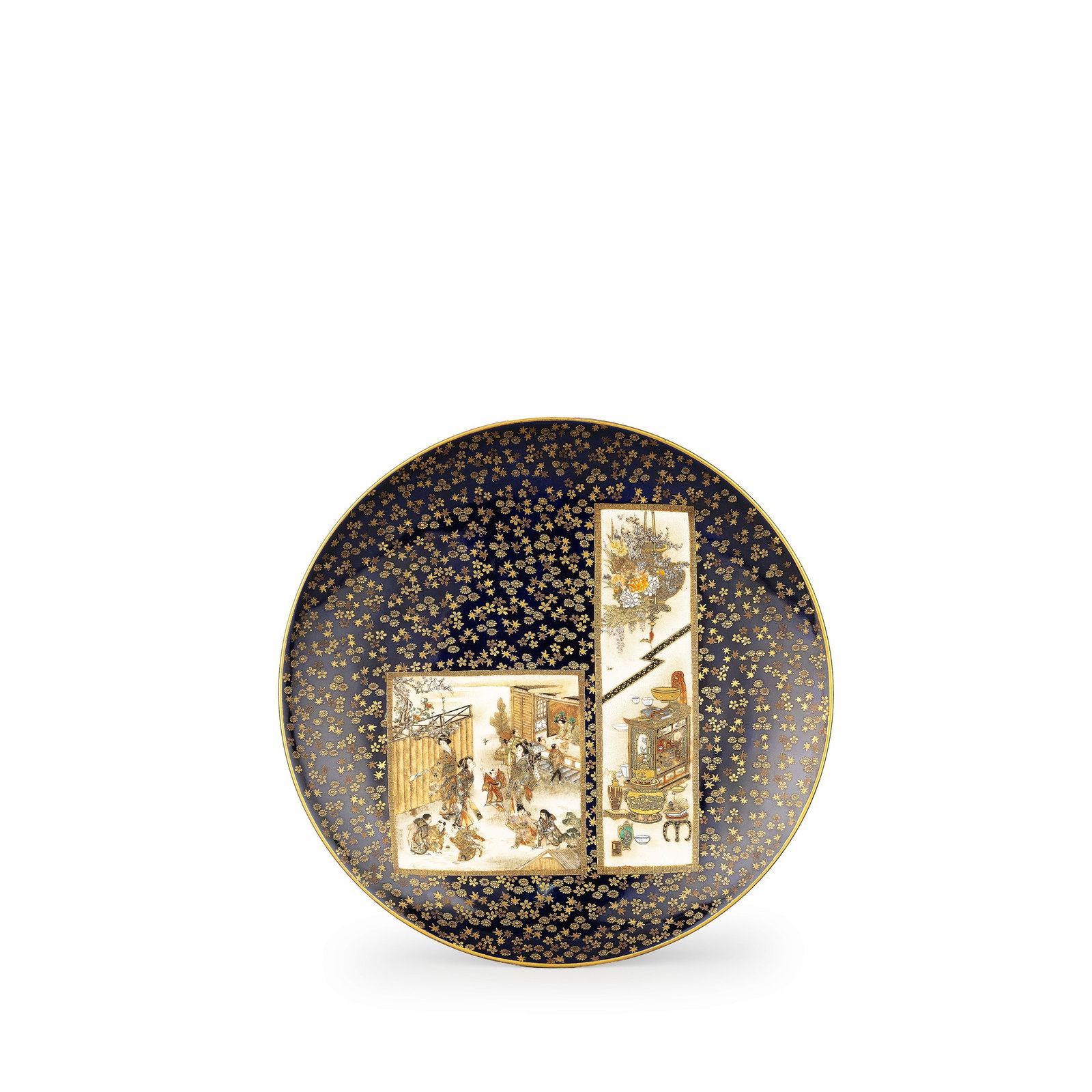 Ruri glazed plate by Kinkozan (1 of 9)