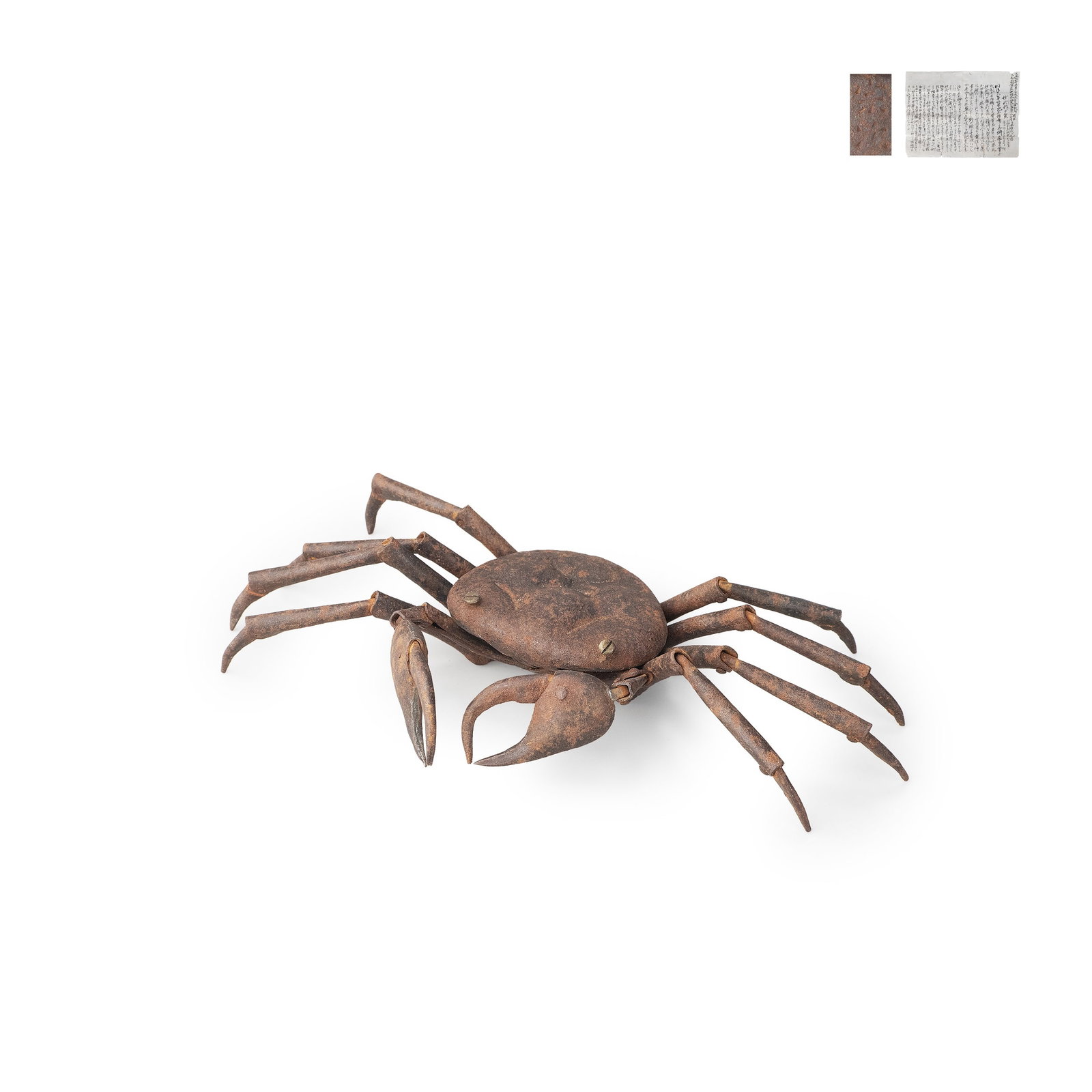 Myochin Munetsugu Iron Hammered Crab Okimono (1 of 10)