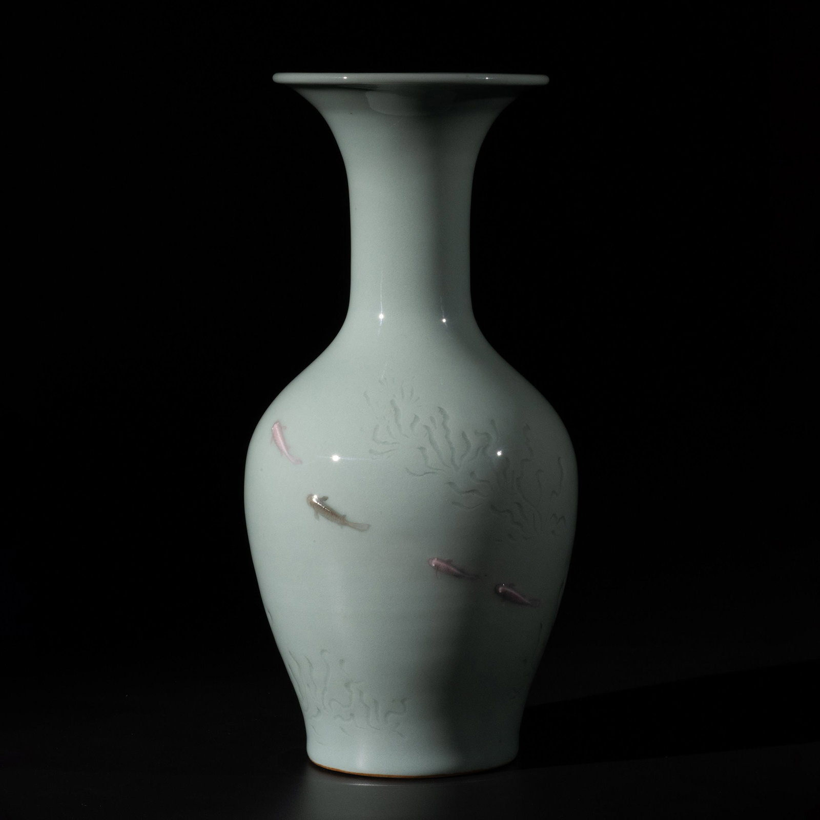 Vase by Suwa Sozan, with Tomobako: This elegant celadon vase was created by Suwa Sozan I [1851-1922], one of Japan's foremost masters of modern celadon ceramics, and is accompanied by its original signed wooden box.The vase features a 