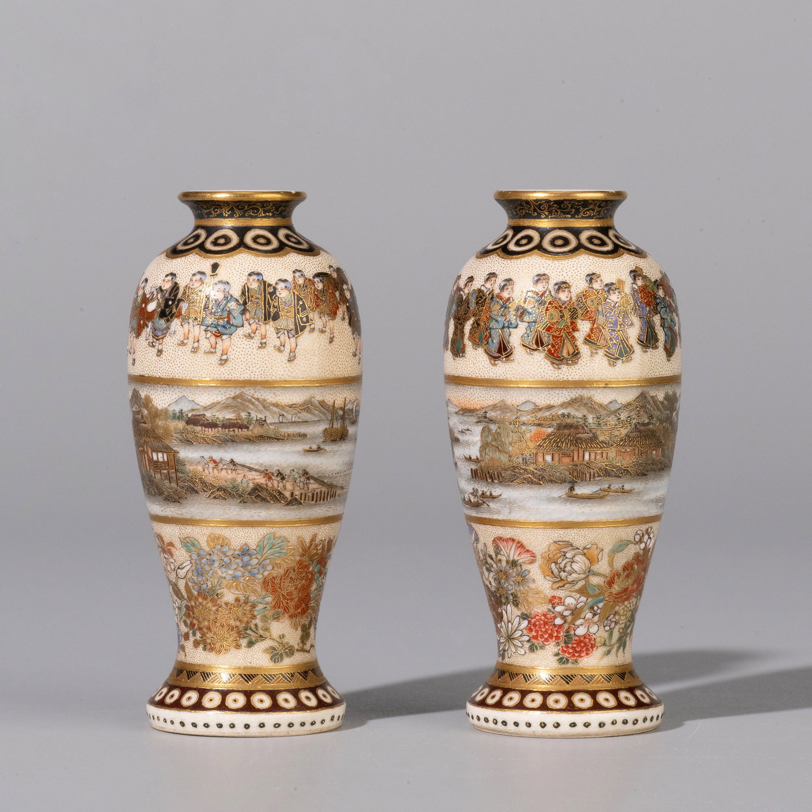 Pair of Satsuma Vases by Yabu Meizan (1 of 11)