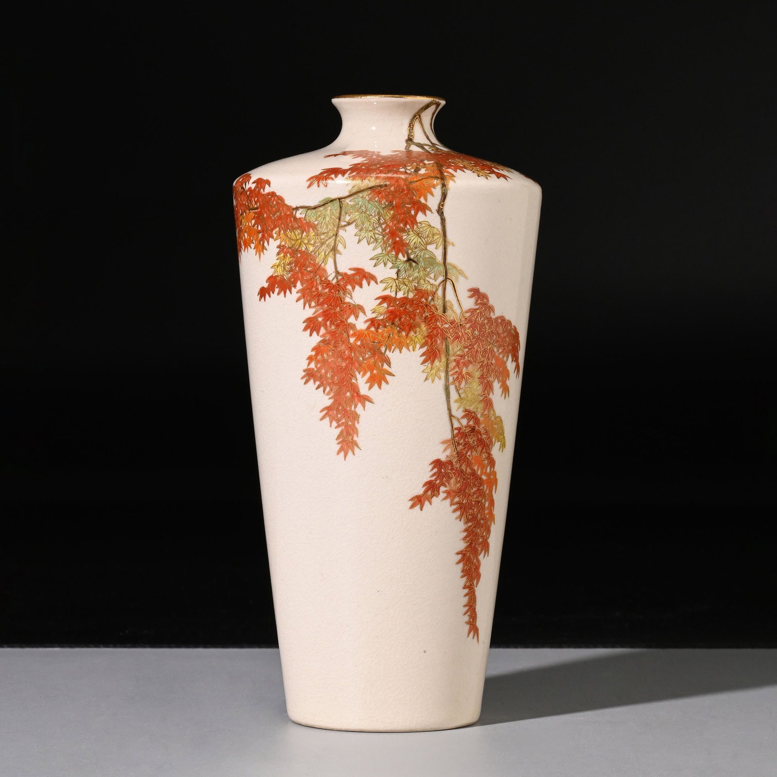 Satsuma Ware Vase by Yabu Meizan: This elegant Satsuma vase was created by the celebrated Meiji master Yabu Meizan [1853-1934], one of the most accomplished ceramic painters of the late nineteenth century. Rather than employing his fa