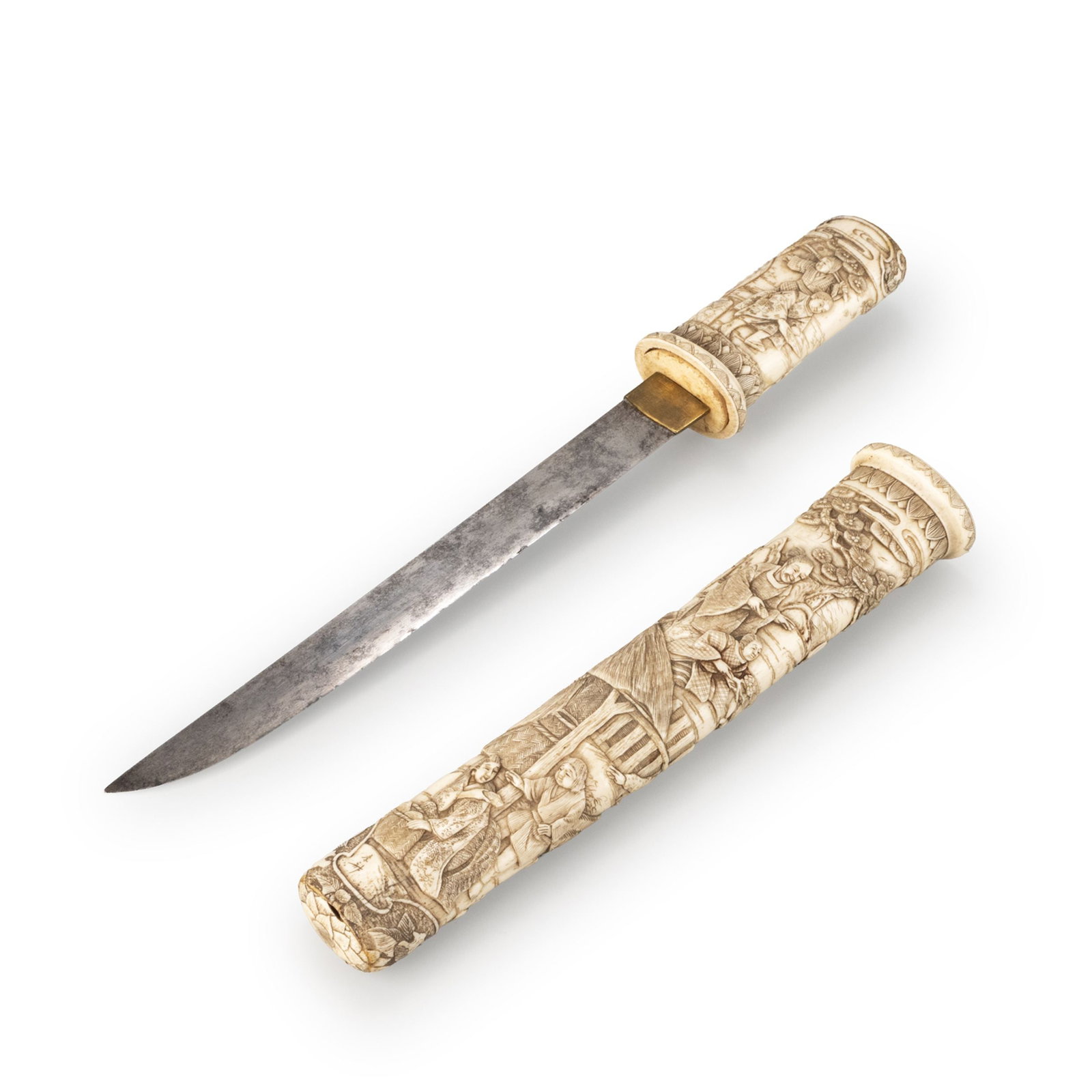 Figural and Landscape Carved Tanto, Registered (1 of 13)