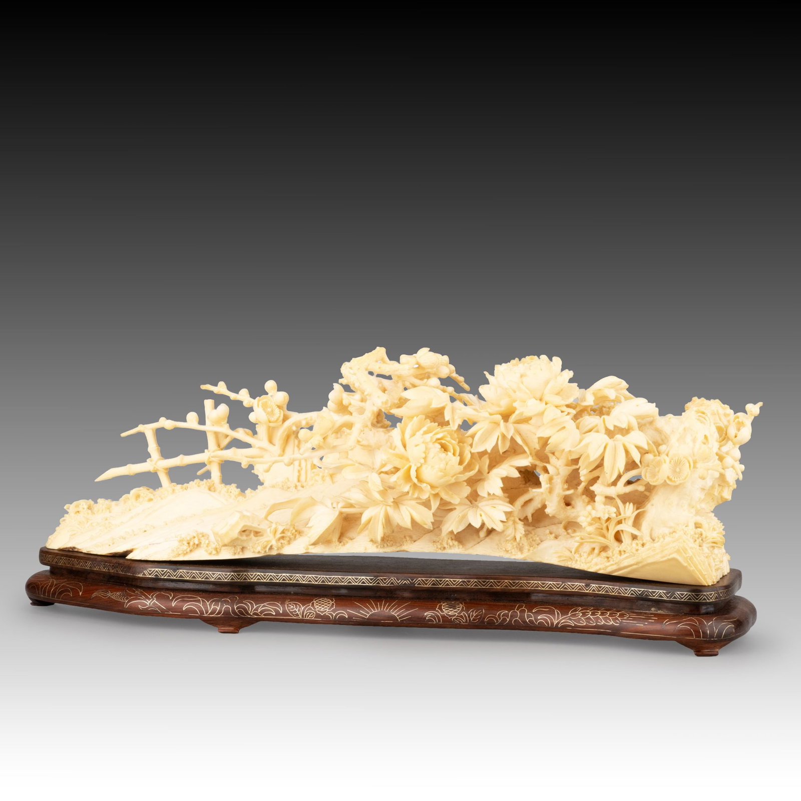 Carved Peony and Plum Okimono (1 of 11)