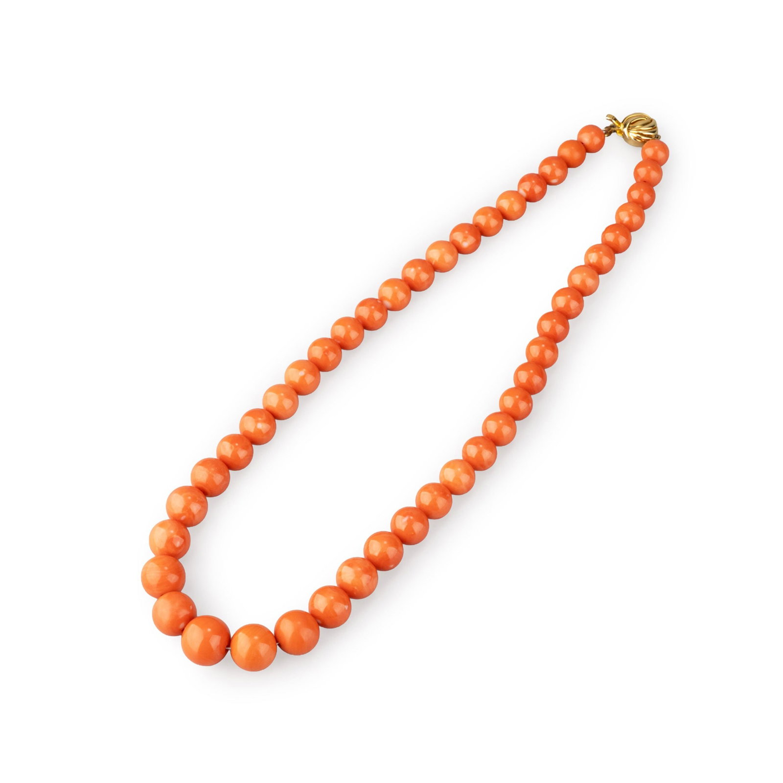 Red Coral Necklace, Silver Mark: Max. Dia. approx. 1.5 cm [This item contains materials regulated by CITES and cannot be exported or shipped overseas under any circumstances]