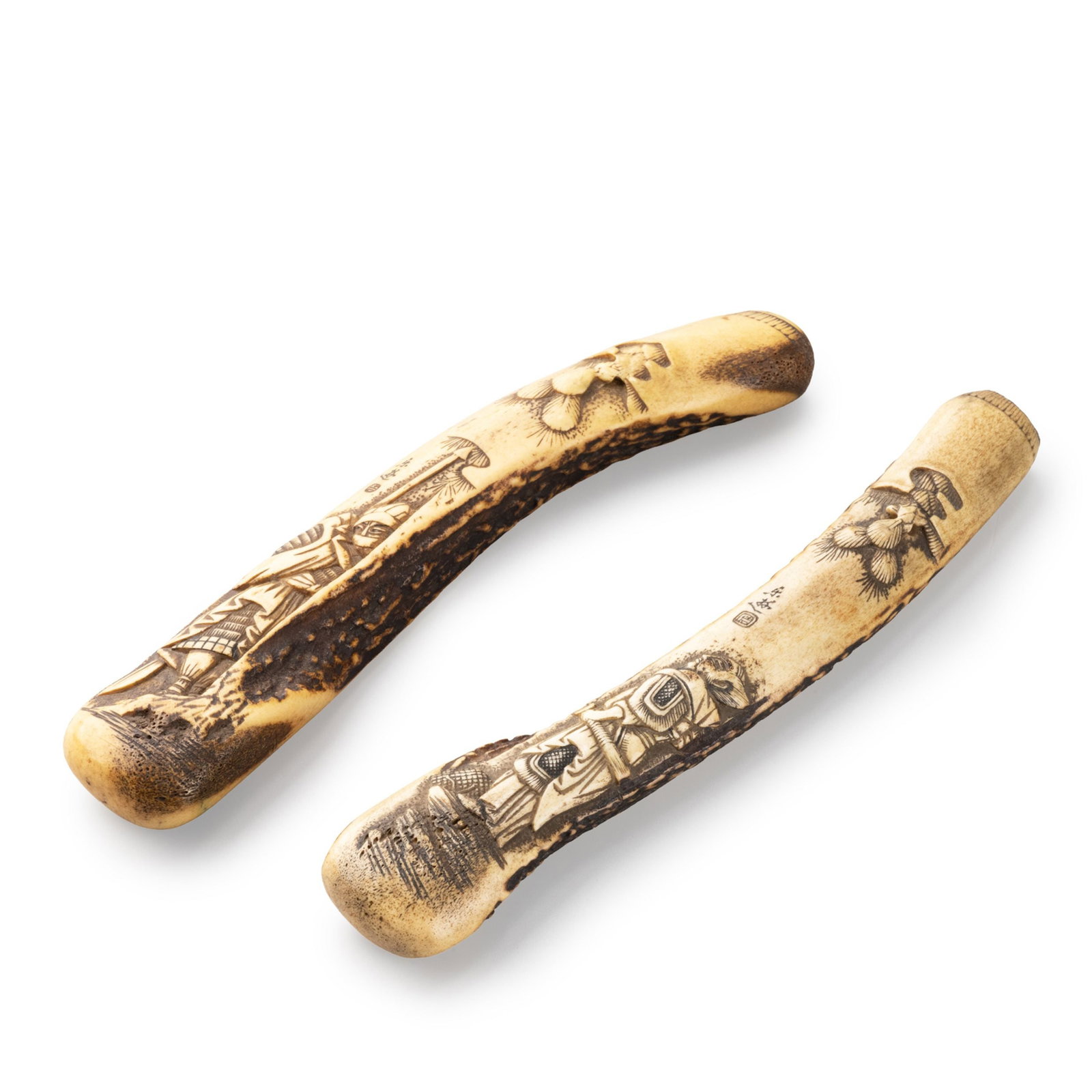 Set of Two Kiseruzutsu by Rakuyu: Length: 19cm [This item contains materials regulated by CITES and cannot be exported or shipped overseas under any circumstances]