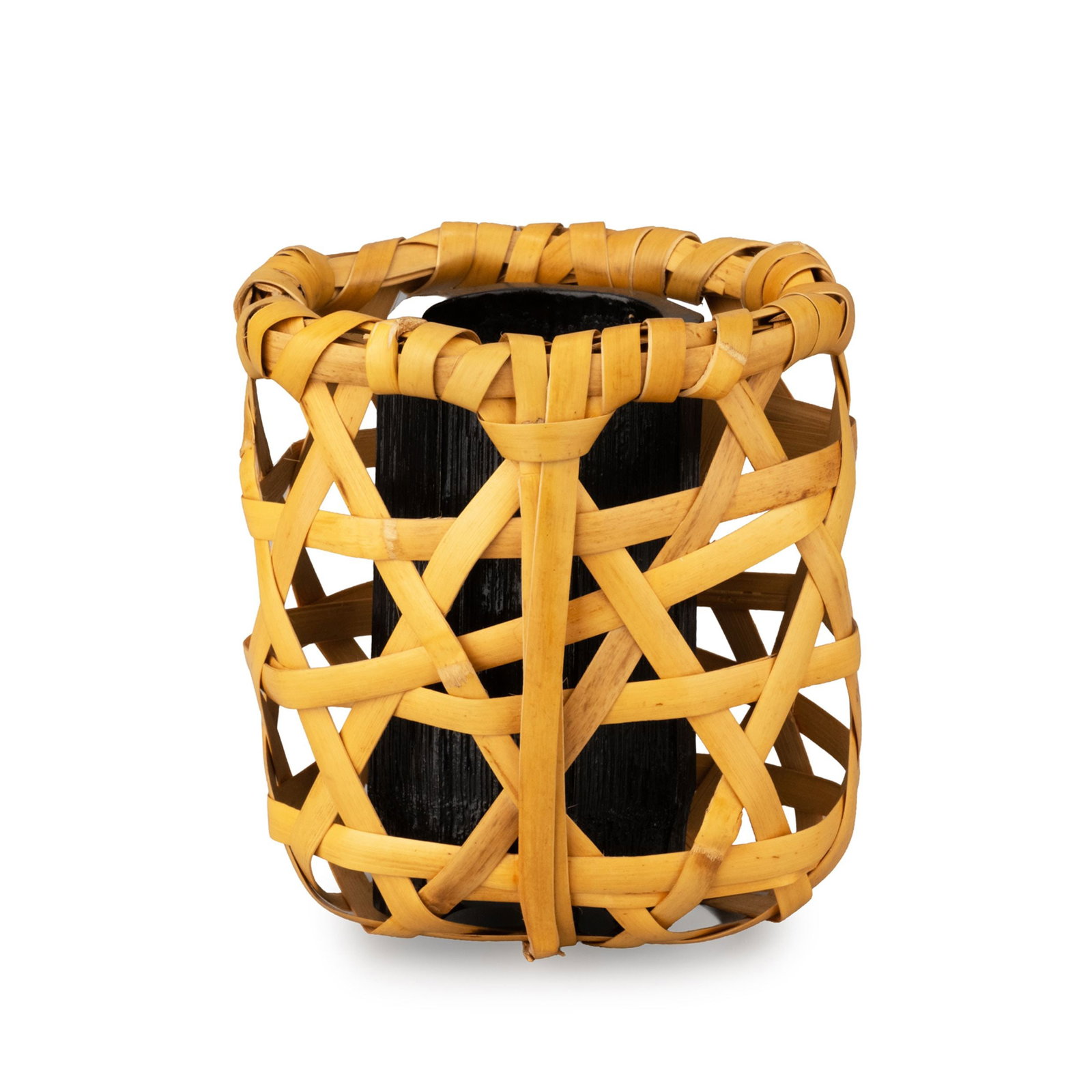 Bamboo Hanging Flower Vase by Iizuka Shokansai,Tomobako: Created by Iizuka Shokansai [1890-1958], one of the most celebrated bamboo artists of modern Japan and designated a Living National Treasure in 1955, this hanging flower vase exemplifies his mastery o