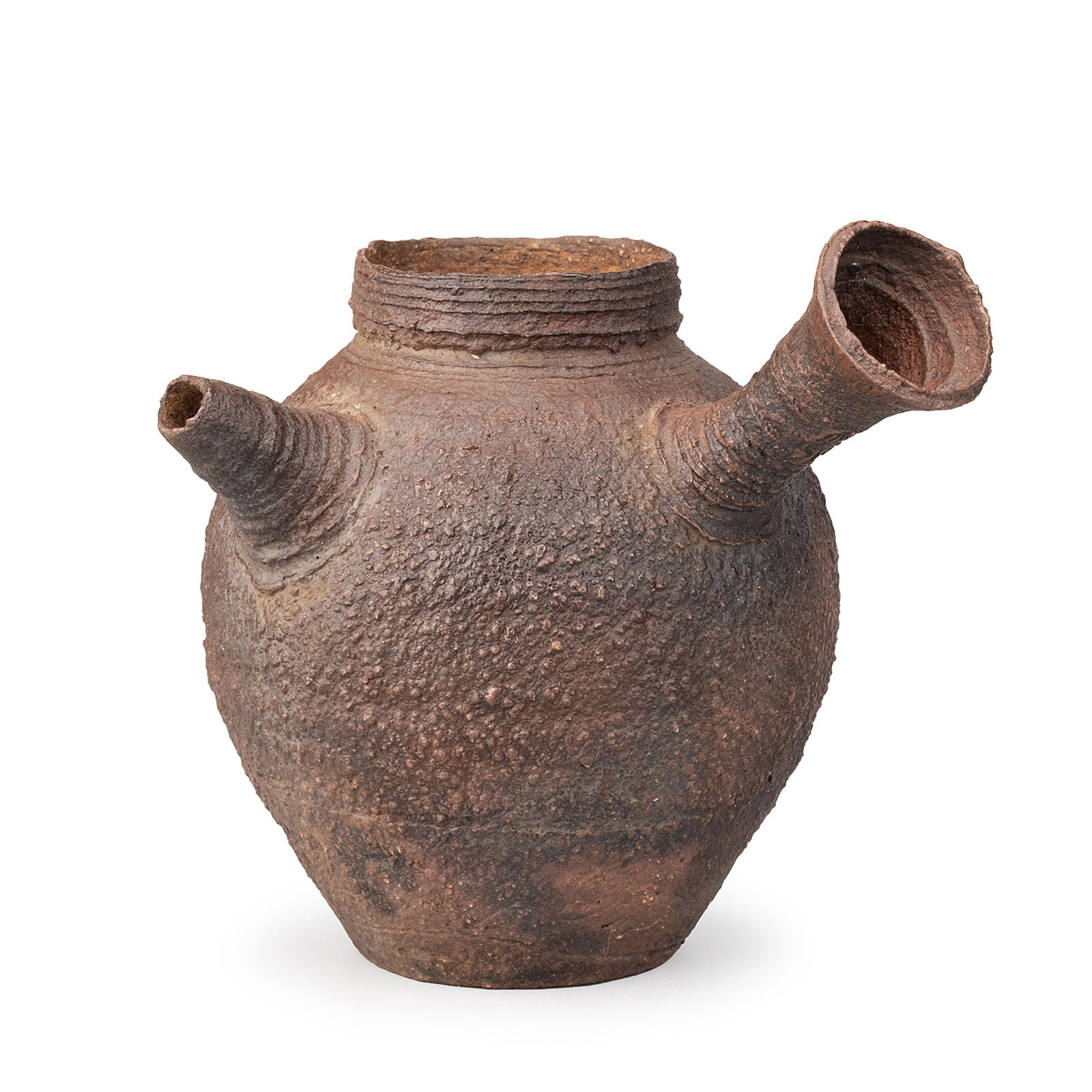 Kyusu by Miura Chikusen, Tomobako: This side-handled teapot was crafted by Miura Chikusen and is accompanied by its original tomobako. Inspired by the aesthetics of Nanban ware, it features a broad mouth, rounded body, side handle, and