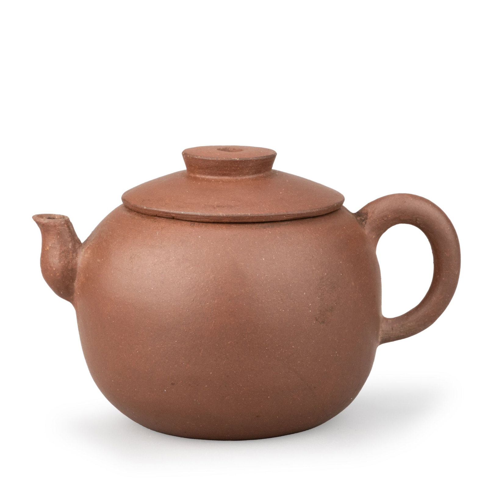 Shudei Kyusu with Mohu Mark: This refined Zhuni teapot is fashioned in the classic Julunzhu [Giant Wheel Pearl] form, admired for its harmonious proportions and generous, rounded body. The smooth spherical profile is complemented
