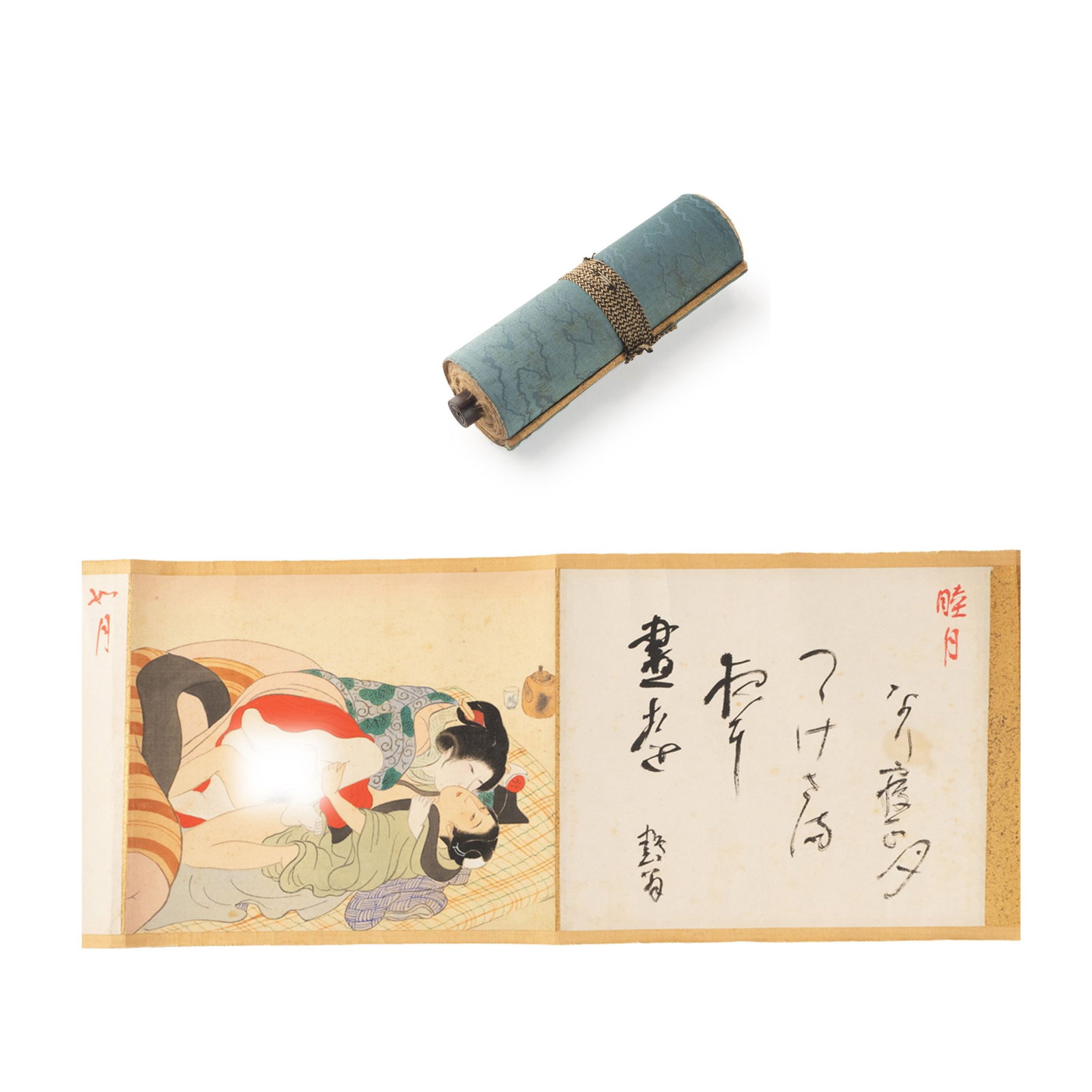 Set of 12 Shunga Woodblock Prints: Painting Length: 17.2cmWide: 20.5cm Silk