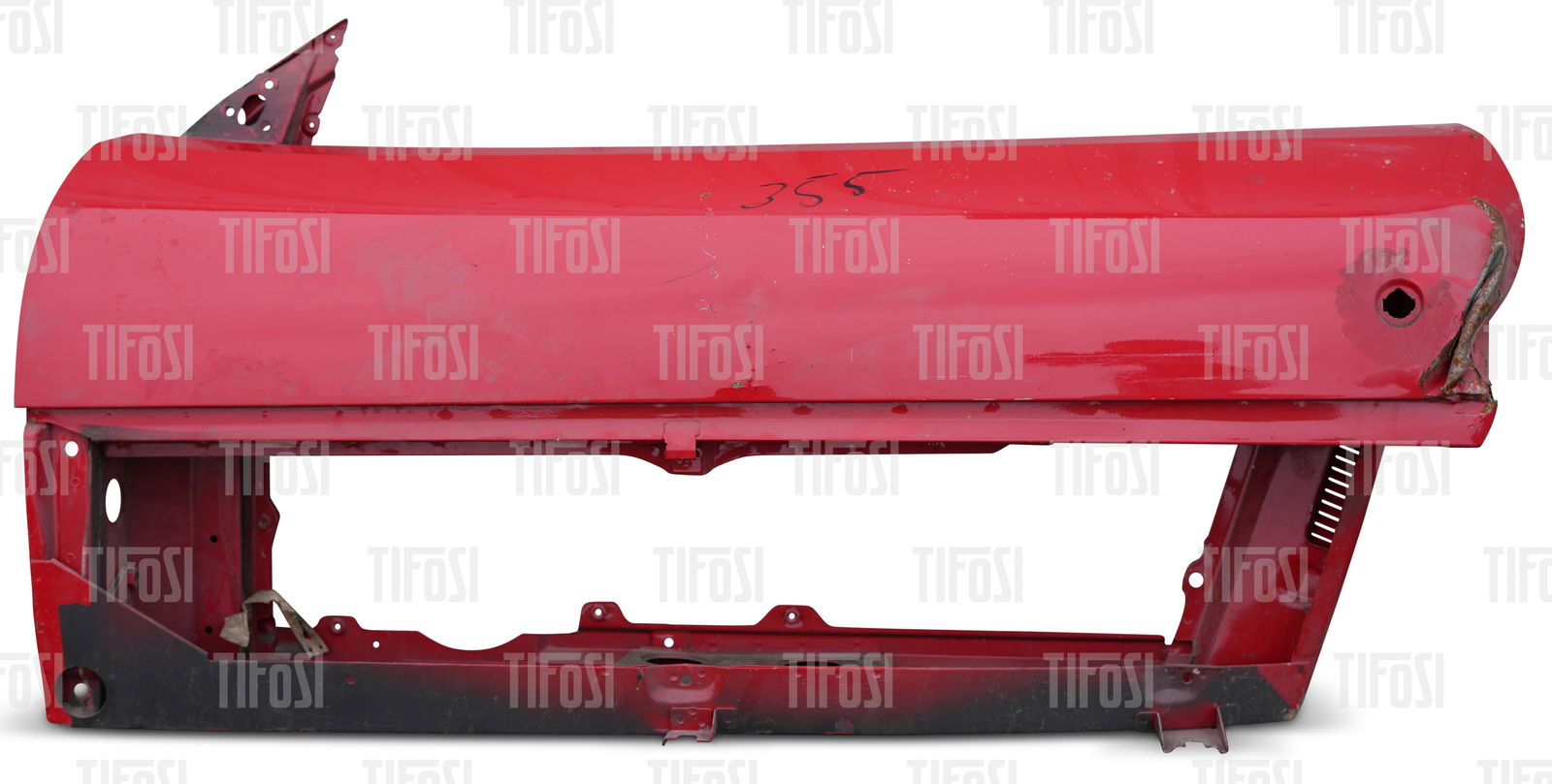 Ferrari F355 Door: A rust-free Ferrari F355 left-hand door, damaged to the trailing edge.