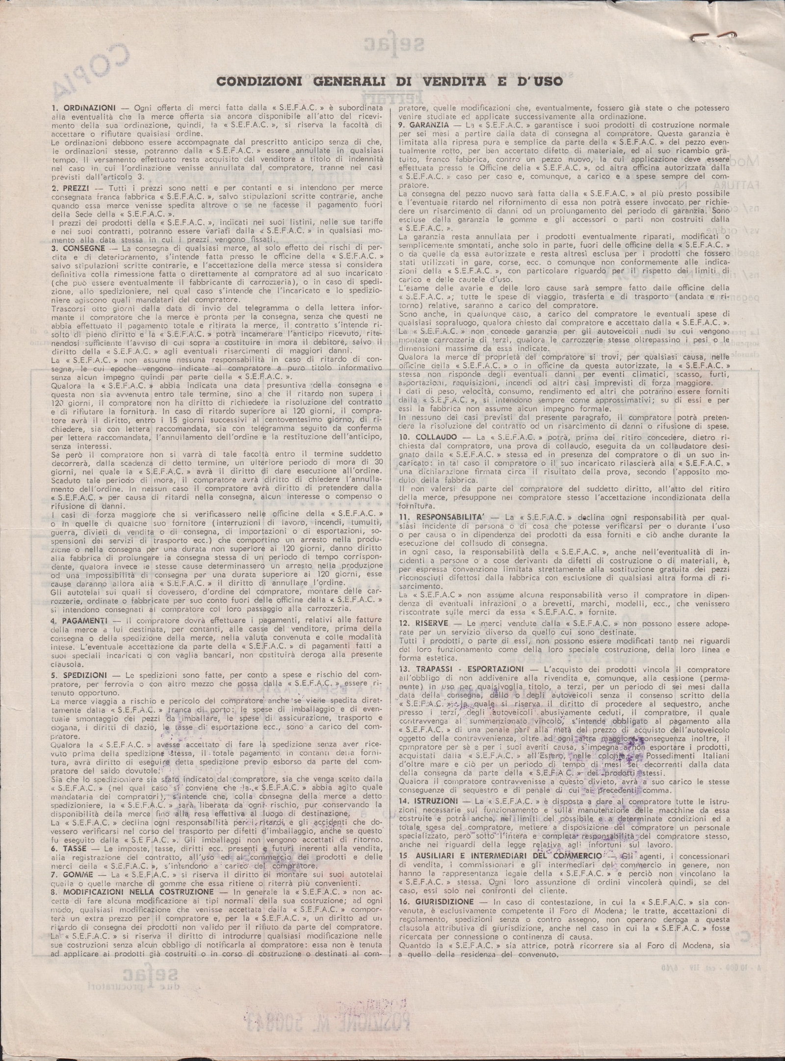 1961 Ferrari 250 SWB Competizione 3005GT Factory Invoice - 3