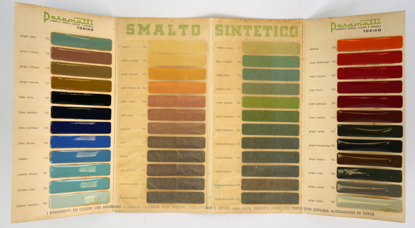 1940s Paramatti Ferrari Paint Colour Sample Chart - 2