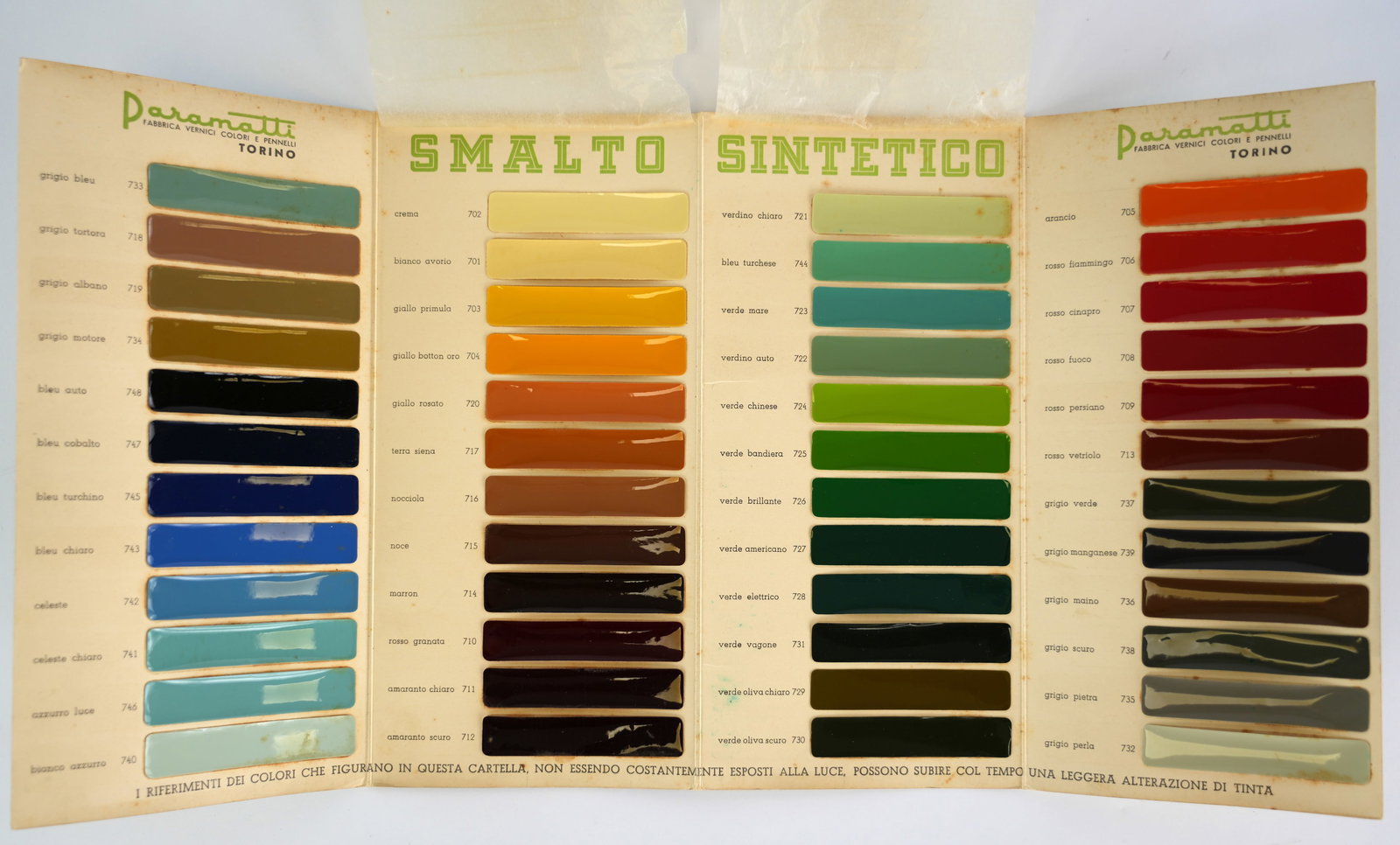 1940s Paramatti Ferrari Paint Colour Sample Chart - 3
