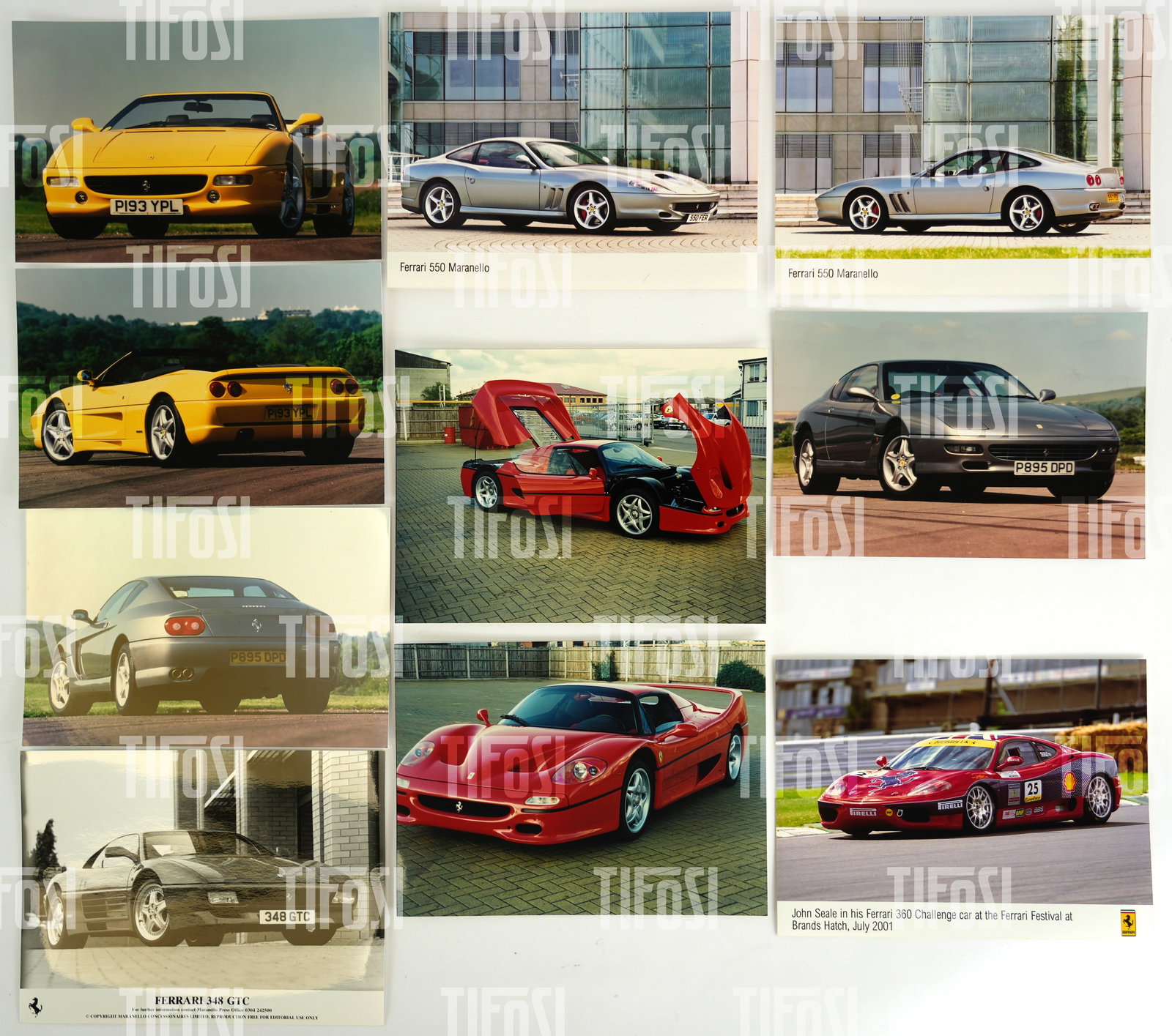 1990s Ferrari Press Photograph Lot: An attractive lot of official Ferrari press photos from the 1990s era, depicting models such as the F355, F50, and 456. Ten pieces in total, all in very good condition, various sizes.