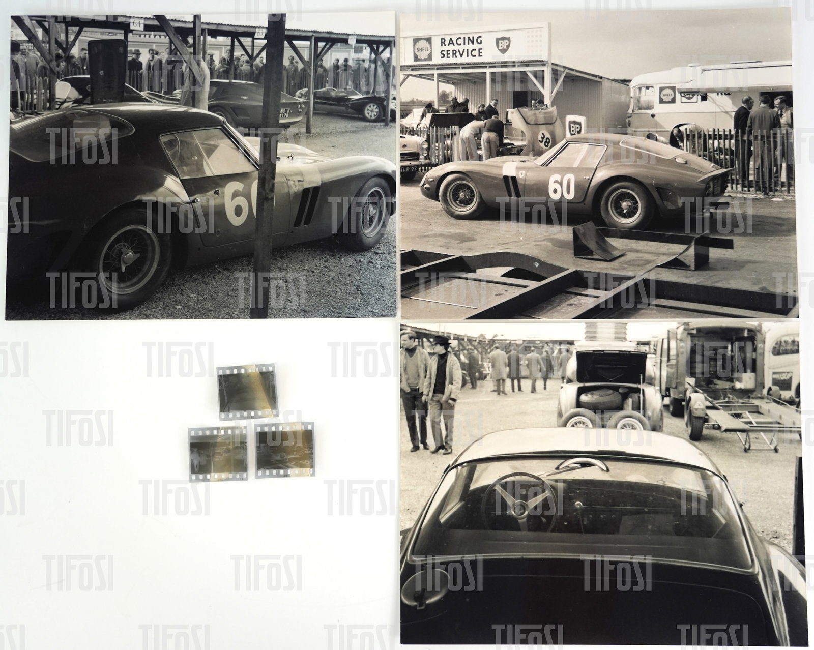 Ferrari 250 GTO 3757GT Photographs & Negatives: Three negatives of Ferrari 250 GTO 3757GT at Goodwood in the 1964. Each negative is supplied with a modern print.