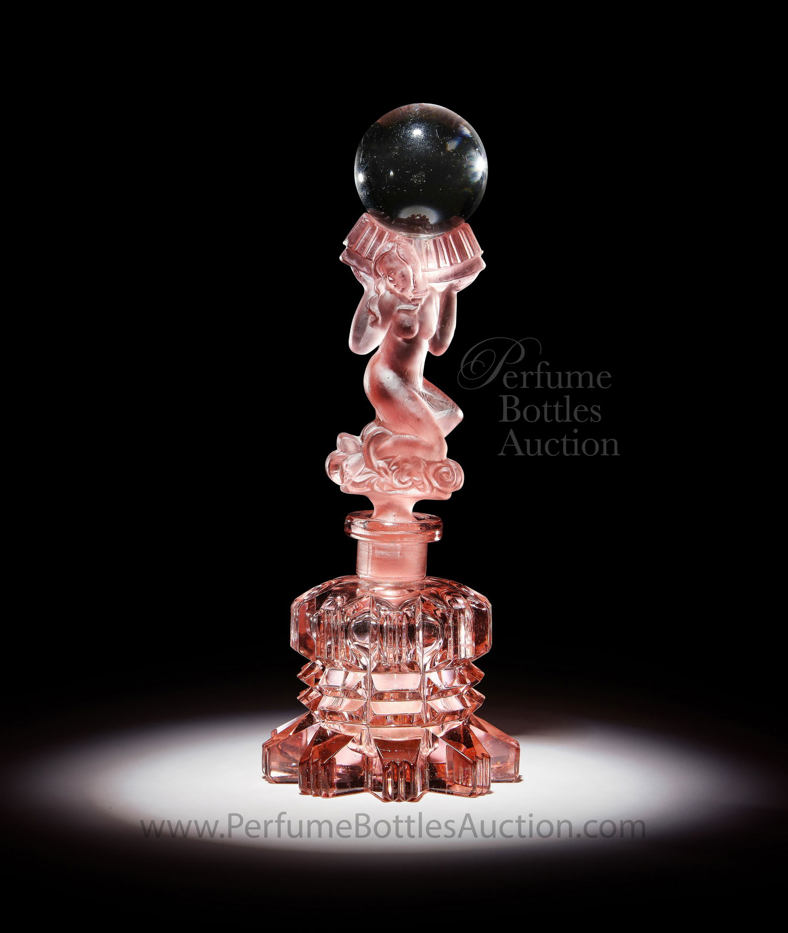 1930s Art Deco Czech Bottle in Pink Crystal (1 of 1)