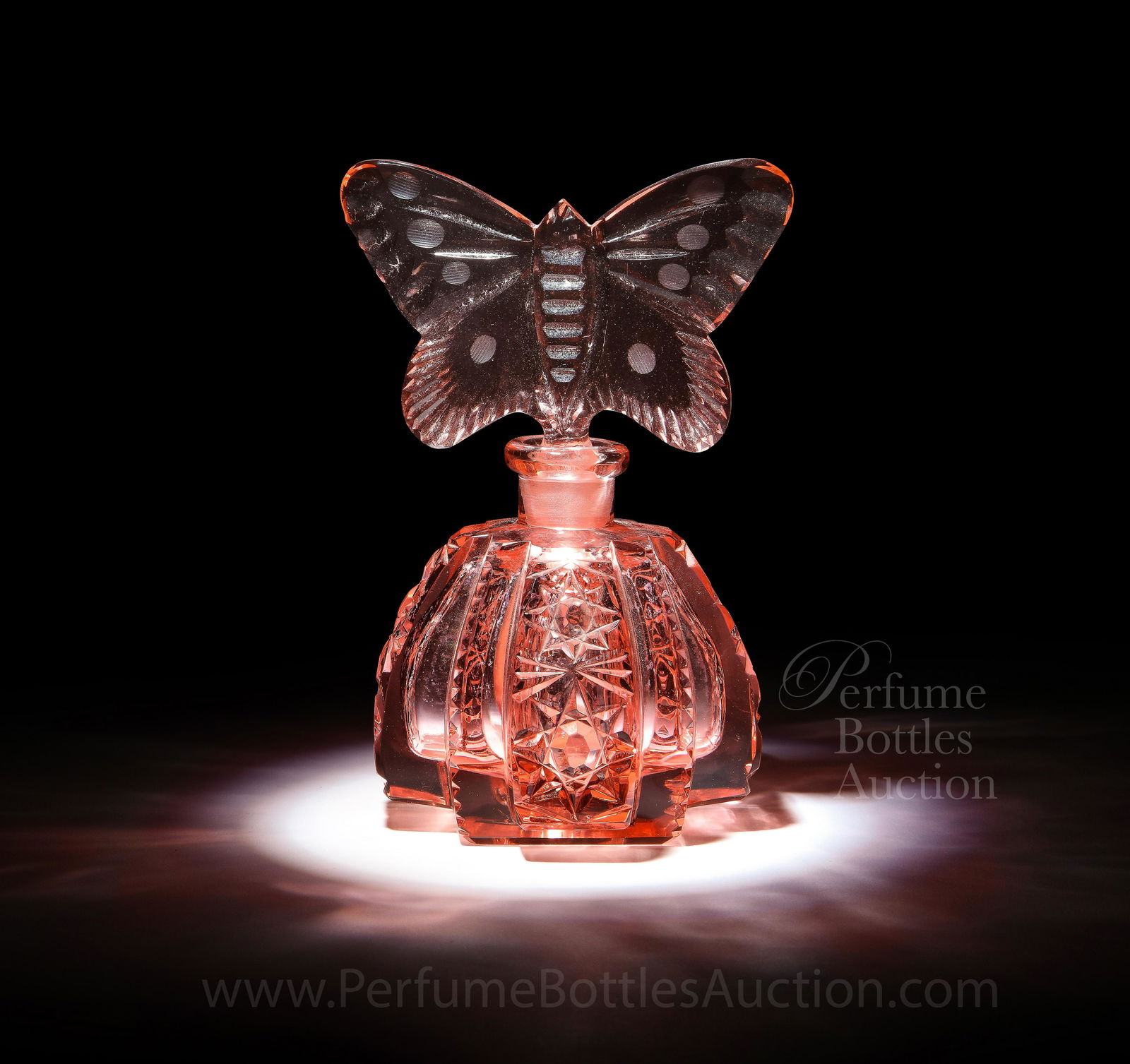1930s Czech Cut Crystal Butterfly Perfume Bottle (1 of 1)