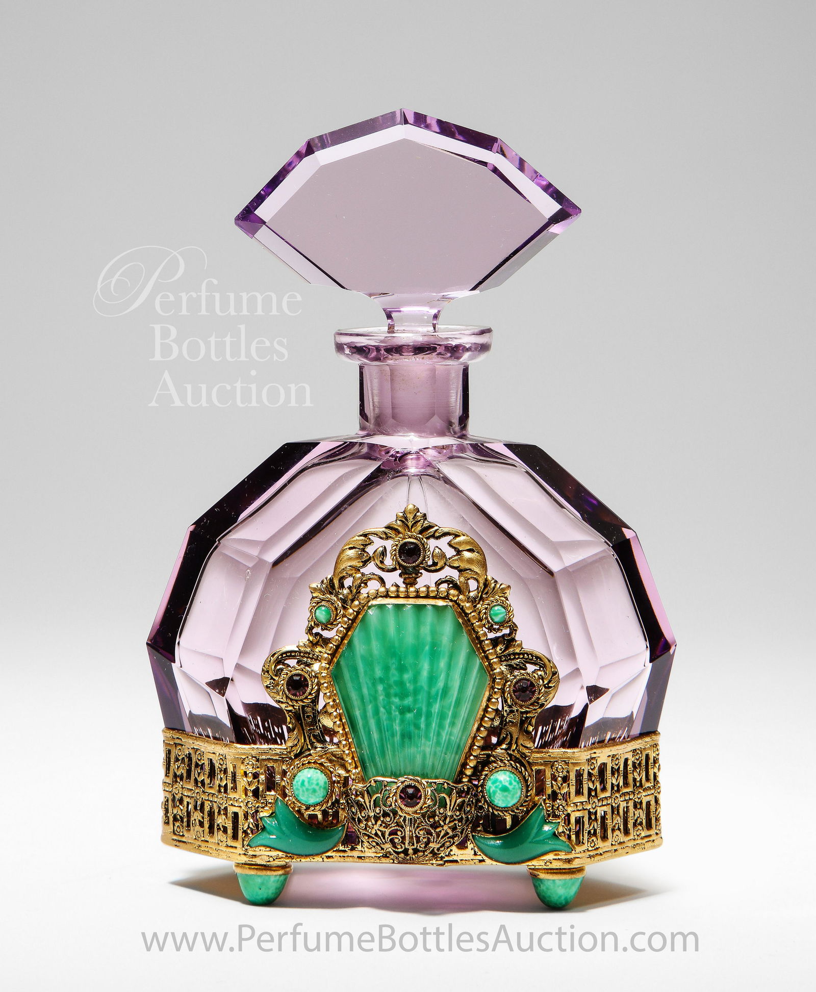 c1930 Czech Art Deco Perfume Bottle, amethyst crystal (1 of 1)