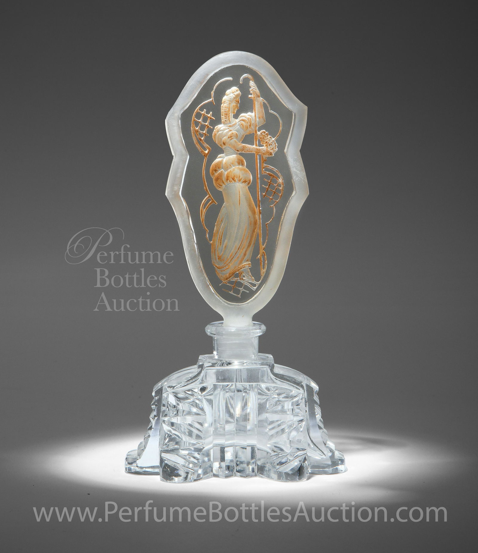 1930s Czechoslovakia Perfume Bottle Intaglio Stopper (1 of 1)