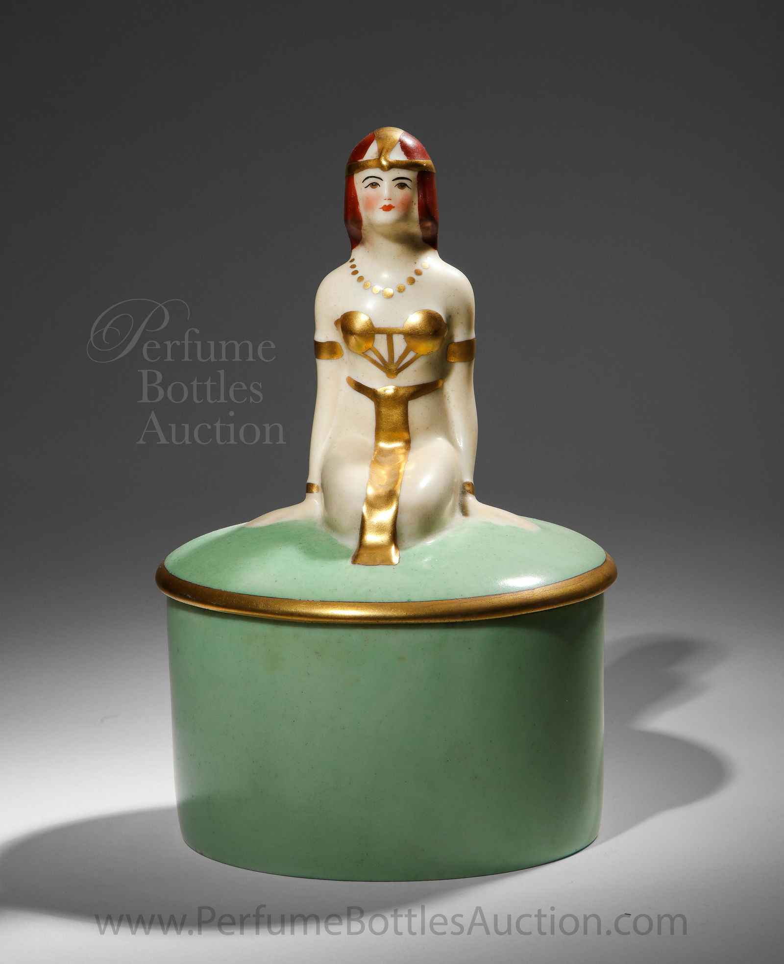 1925 Fulper porcelain Egyptian figure powder box (1 of 2)