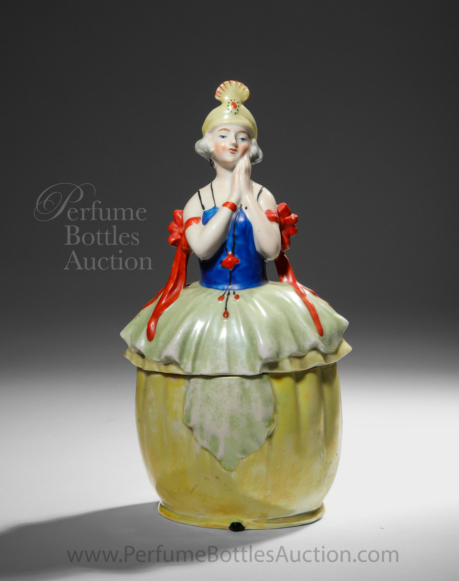 1920s German porcelain "flapper" powder box (1 of 3)