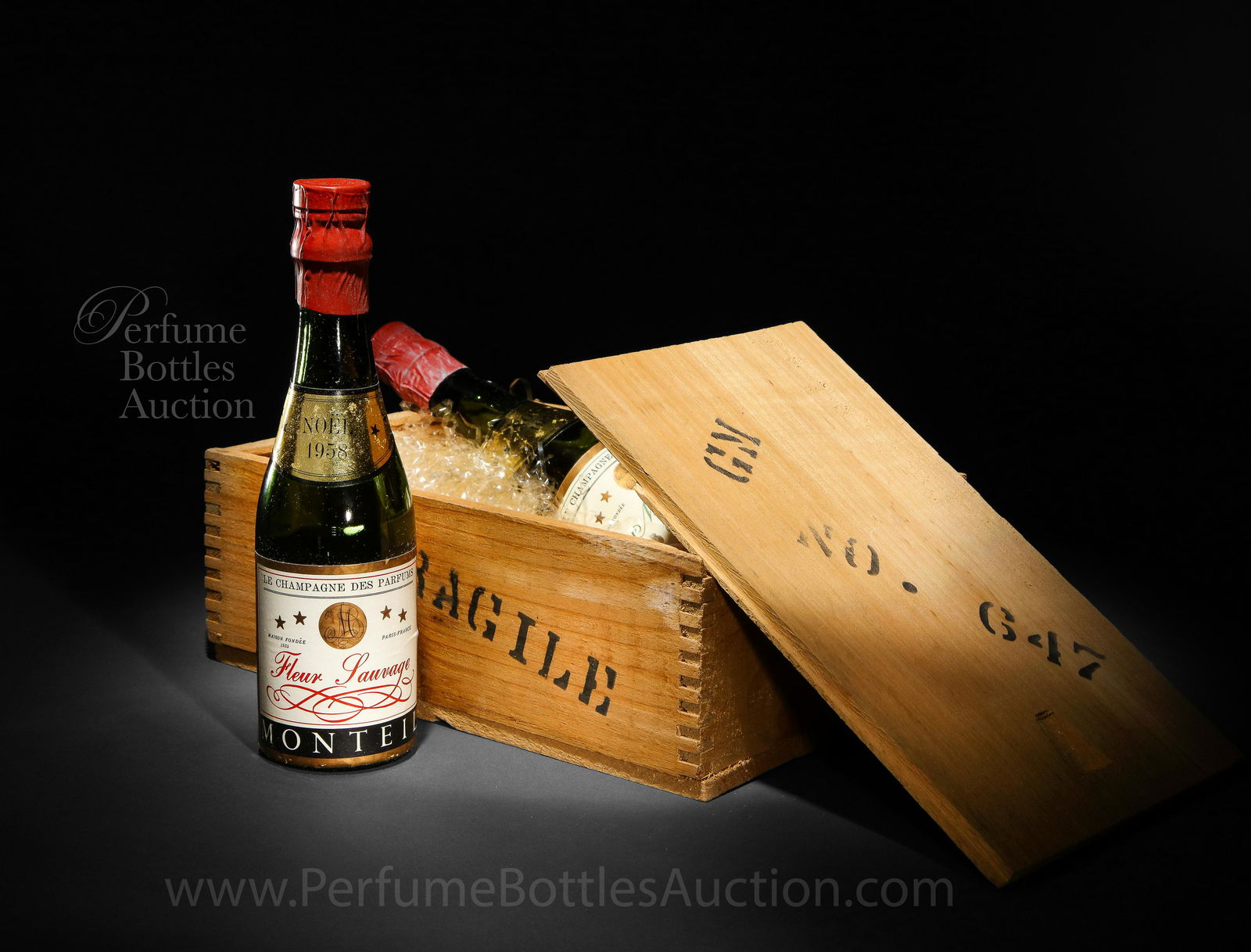 "Noel 1958" Germaine Monteil champagne perfume bottles (1 of 2)