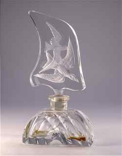 272: 1930s Czech Perfume Bottle Double double flower crystal perfume bottle
