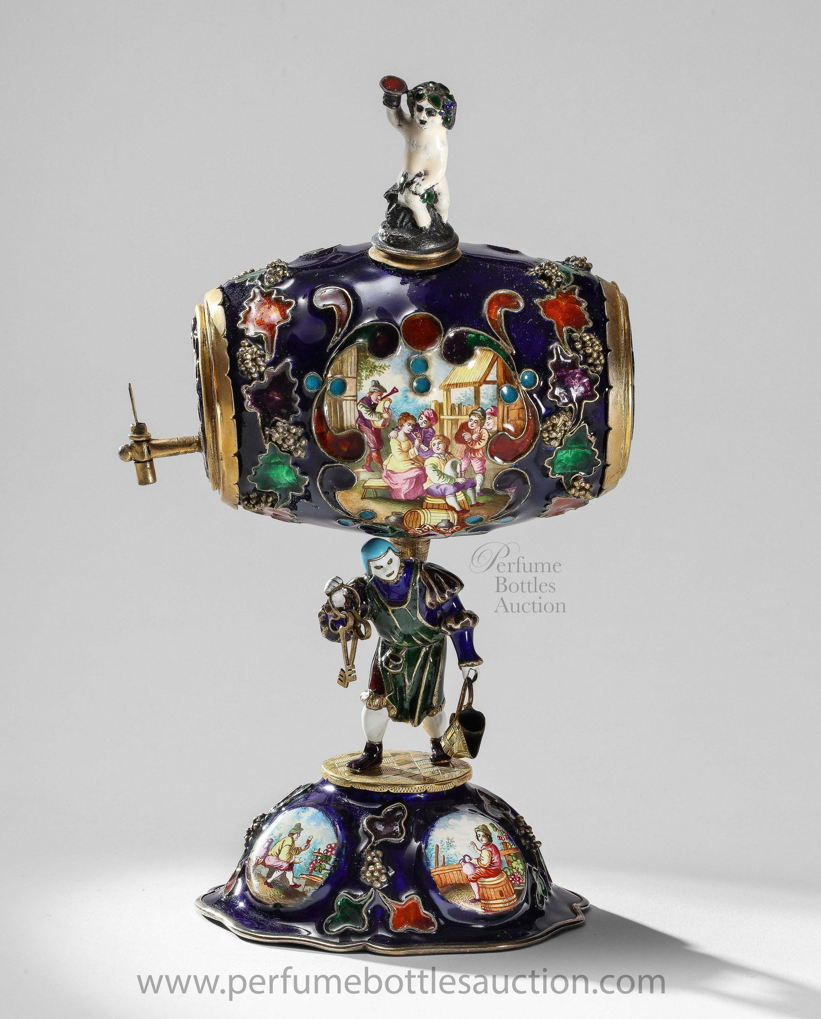 Mid 19th c. Austrian enamel miniature perfume fountain (1 of 2)