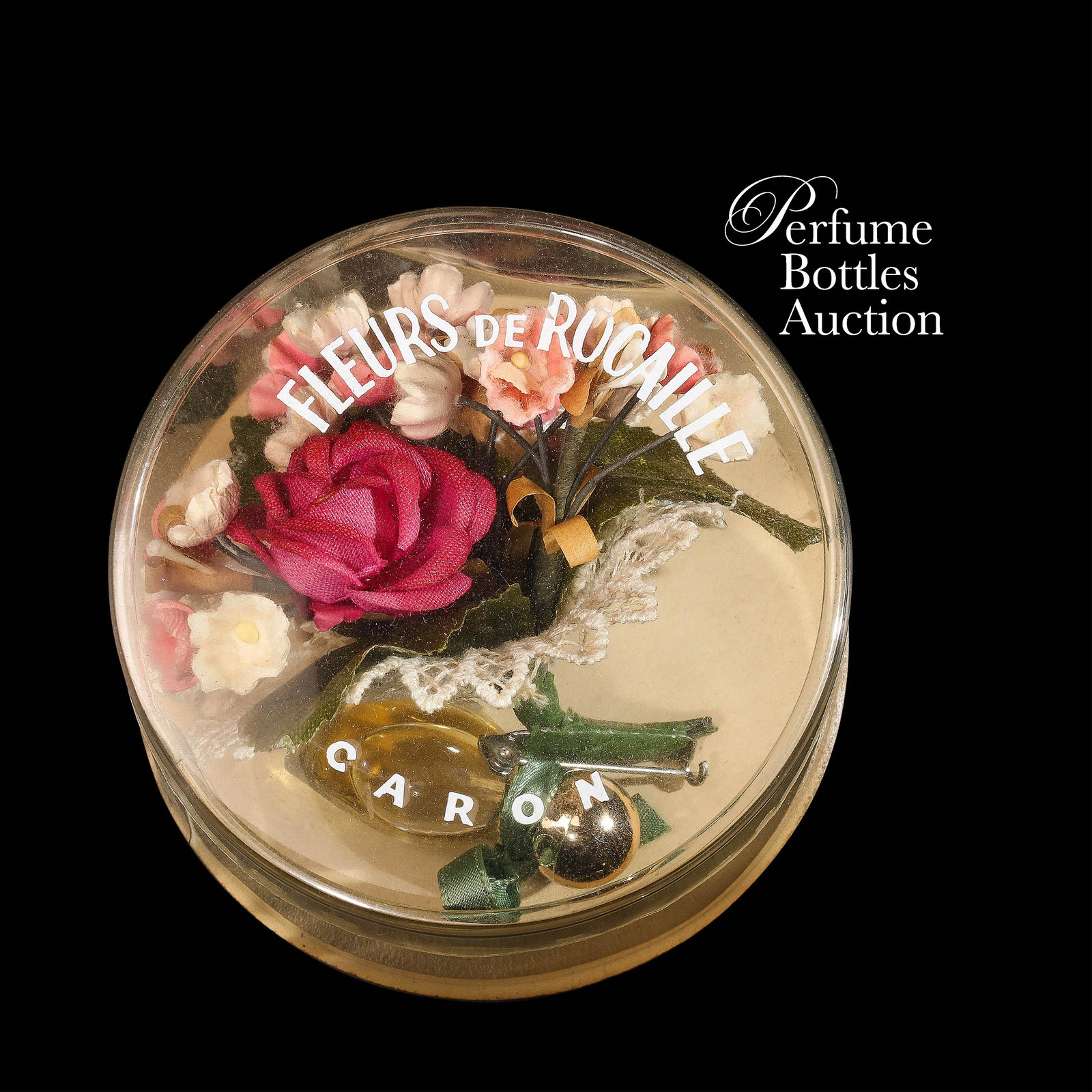 1934 Caron Fleurs de Rocaille Mini perfume bottle brooch (1 of 2)