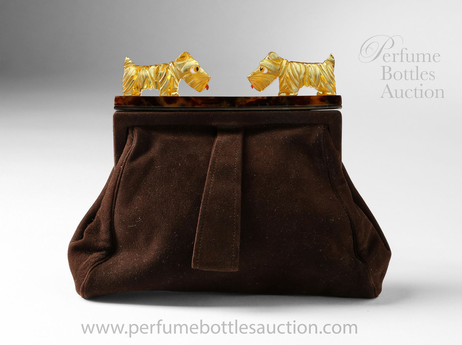 Art Deco purse, Bakelite frame with opposing Scotty dogs (1 of 1)