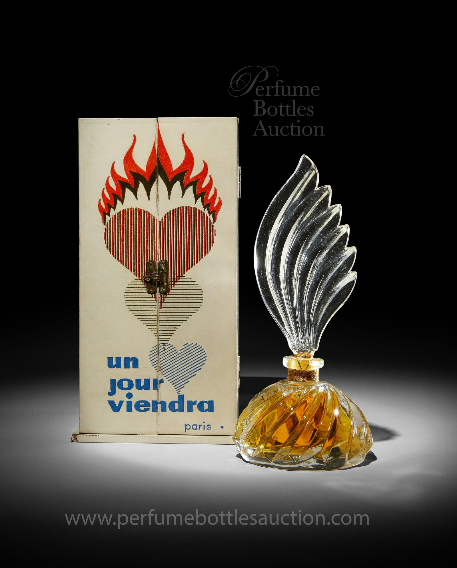 Rare Czech pressed glass perfume bottle for Myon Un Jour Viendra (1 of 2)
