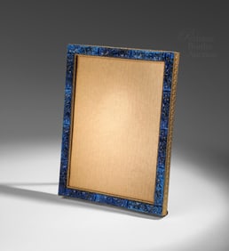 1920s Art Deco photo frame, Czechoslovakian lapis glass