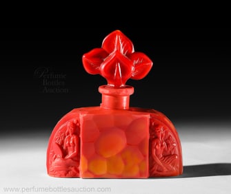 Heinrich Hoffmann Czech perfume bottle rare red and orange opaque glass simulating coral