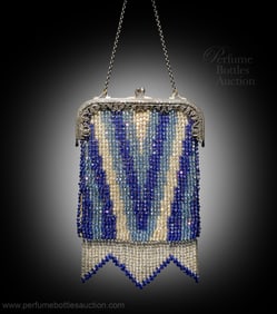 1920s Art Deco beaded evening flapper bag - striking and sparkly jazz age design, Czech crystals
