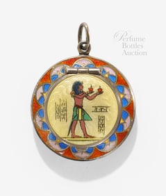 1920s enameled compact pendant with Egyptian imagery