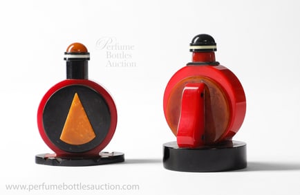 c1930 Two unusual Bakelite Art Deco perfume bottles