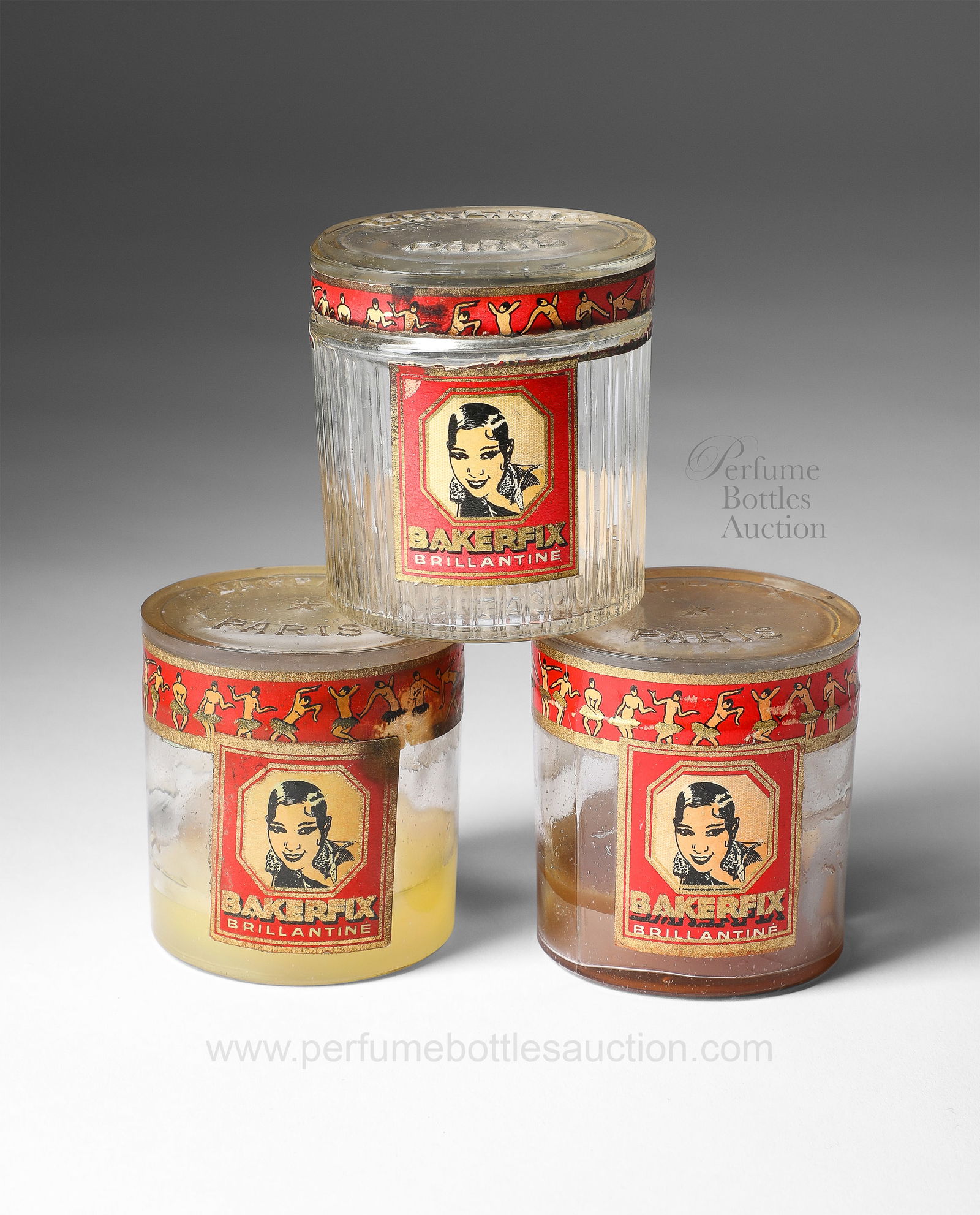 Josephine Baker "Bakerfix" brilliantine jars with contents (1 of 1)