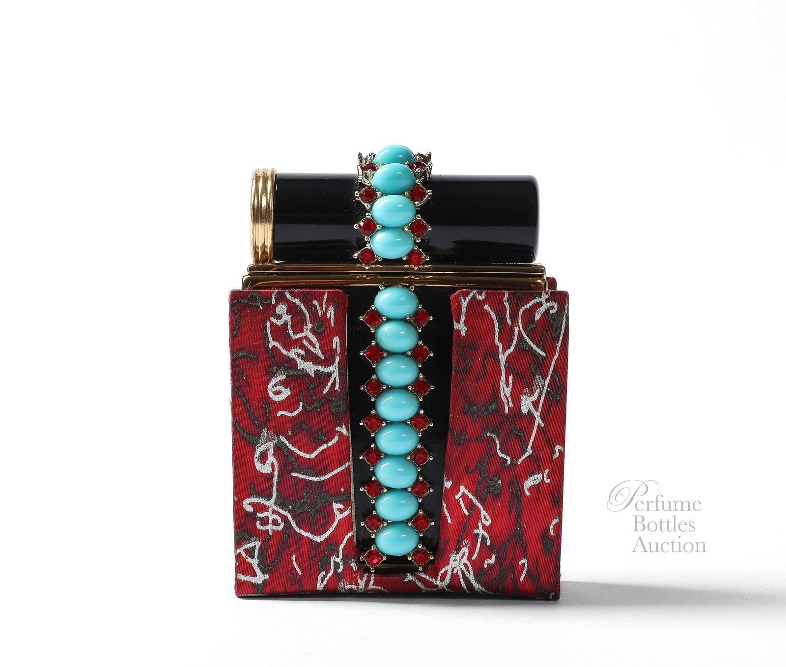 c1945 Compact and lipstick with faux jewels, as new (1 of 4)