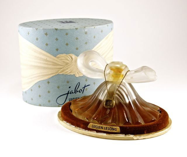 1939 Lucien Lelong Jabot perfume bottle and cover, clea