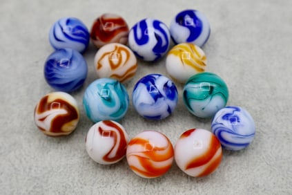 Large Lot of ALLEY Agate Calligraphy Marbles