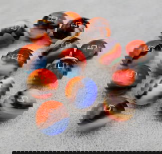 VITRO AGATE ALL RED BLACK LINE Marble Grouping: A beautiful group of Vintage Vitro Agate All Red Black Line Marbles. All are approximately 5/8&rdquo; and are in excellent condition.