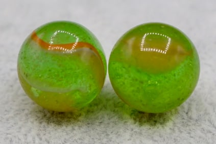 Pair of 1930’s PELTIER MARBLE COMPANY Antifreeze Type Marbles